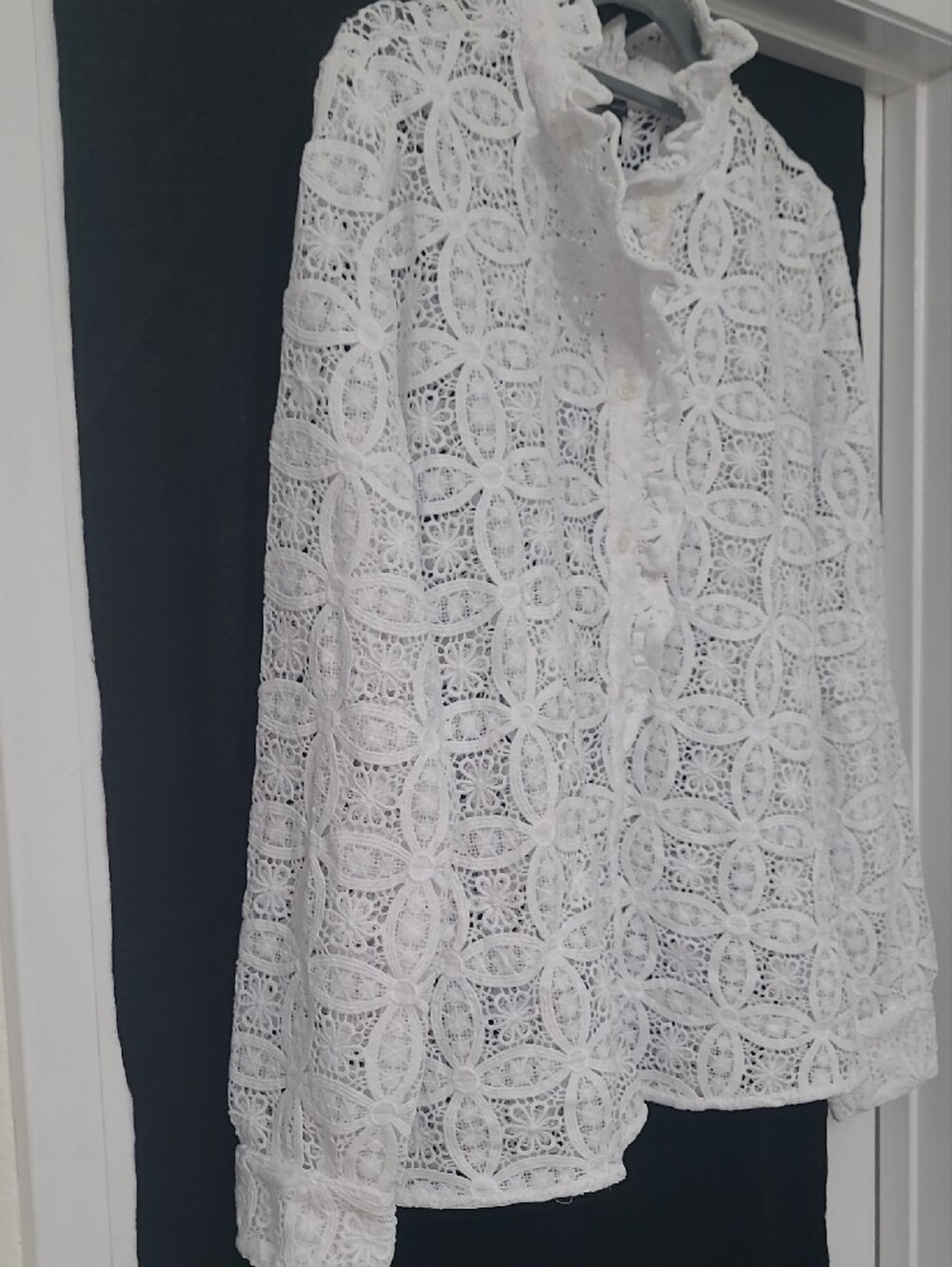 Ann Taylor Ruffle Collar Lace Blouse - Picture 8 of 14